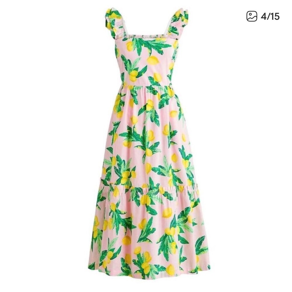 J. Crew Factory Pink Dress with Lemon Print